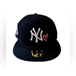 New Era 59FIFTY NY Yankees Heart 1998 World Series Fitted Hat 7-1/8 Blue Wool